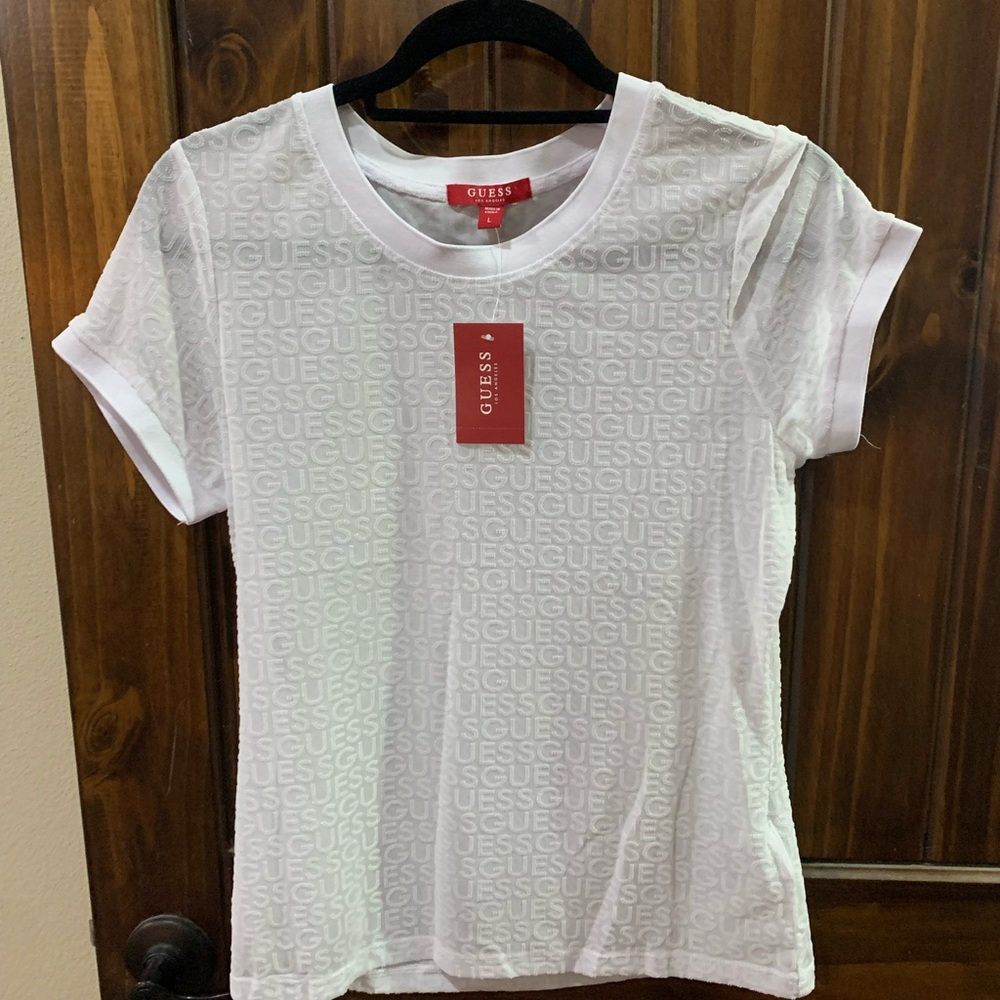 GUESS White Short Sleeve Logo Tee